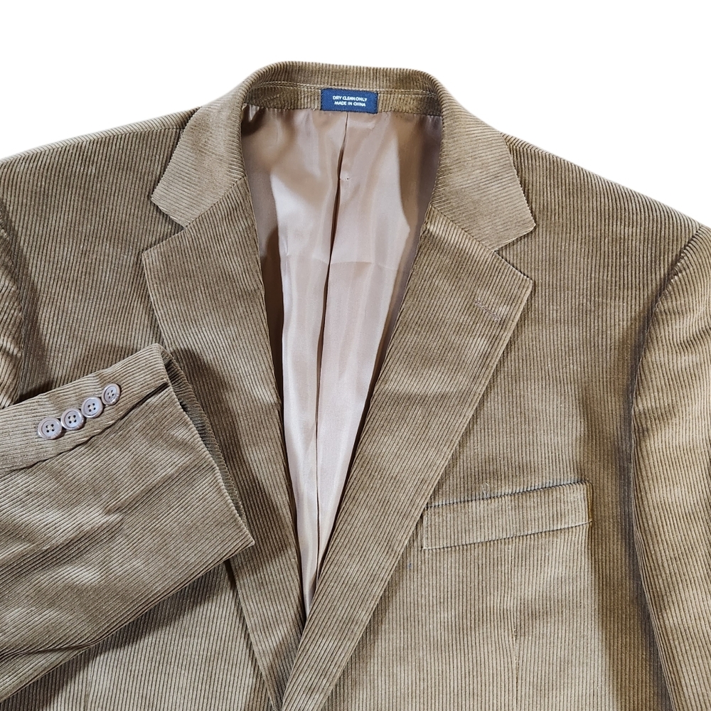 Saddlebred 46L CORDUROY 100% Cotton Blazer Sport Coat Suit Jacket Brown 2 Button